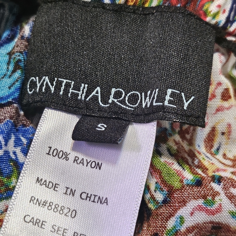 Cynthia Rowley Wide Leg Paisley Print Cropped pants Multicolor Size S - Picture 5 of 6